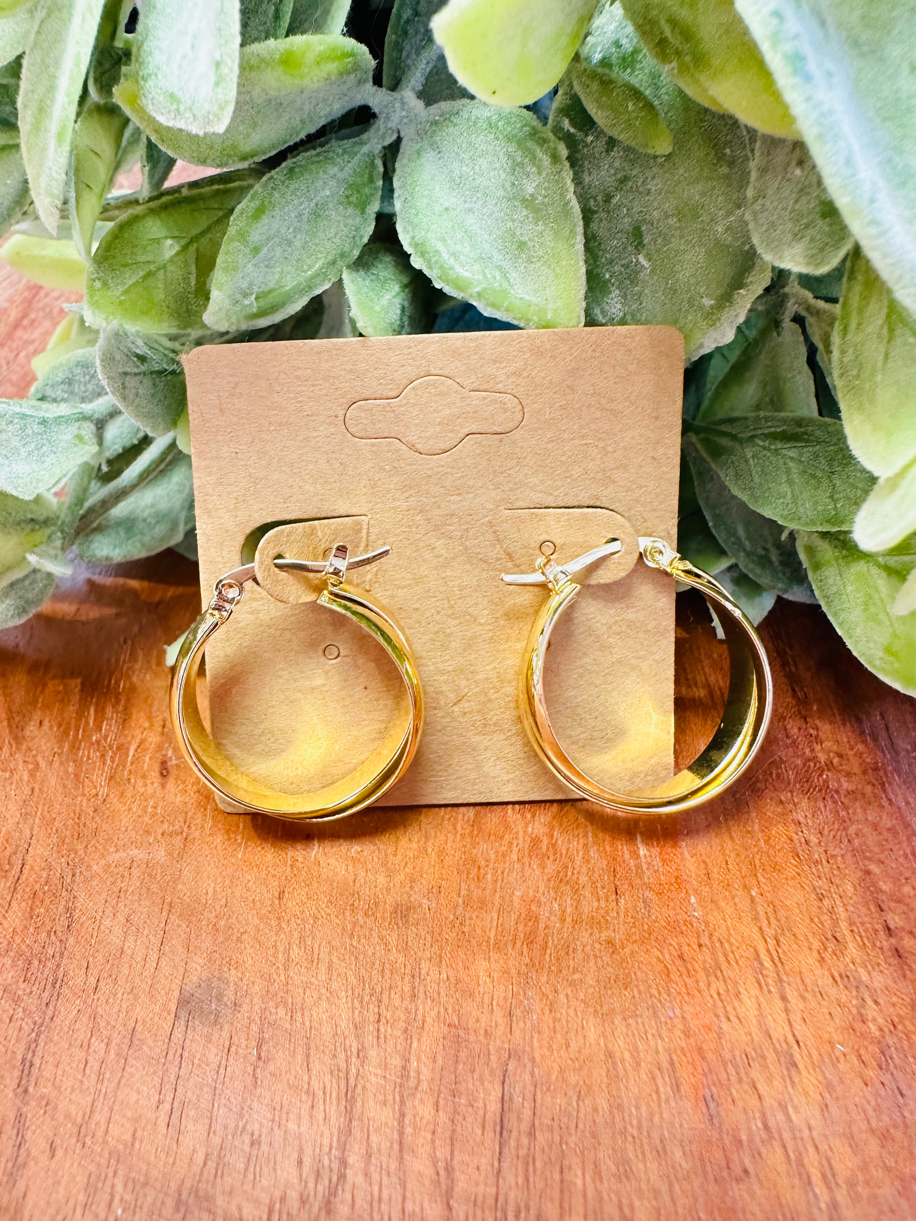 Gold Cross Hoop Earrings