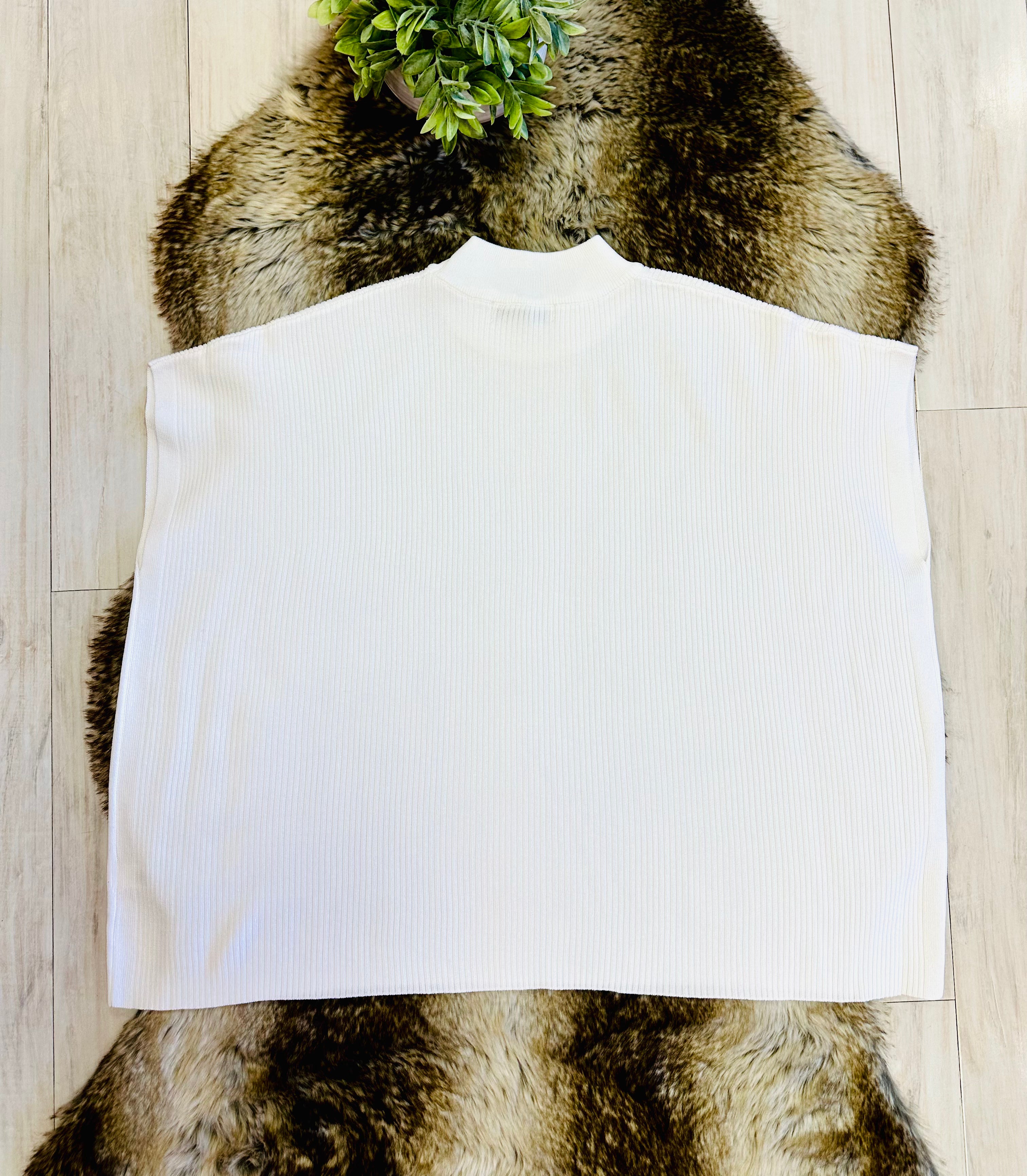 Women’s White Mock Neck Top oversized