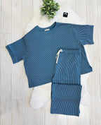 Women’s Zenana Blue Ribbed Set