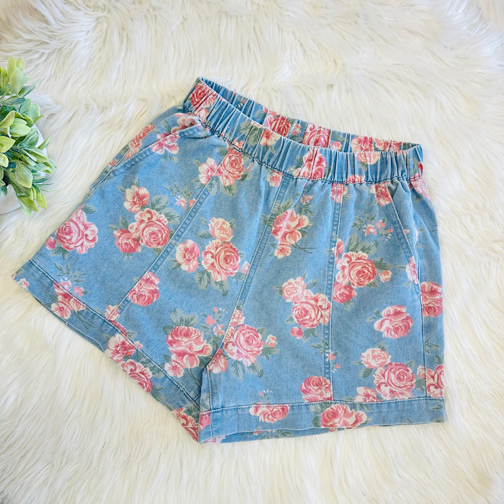 Women’s Evermmee Denim Floral Short Set