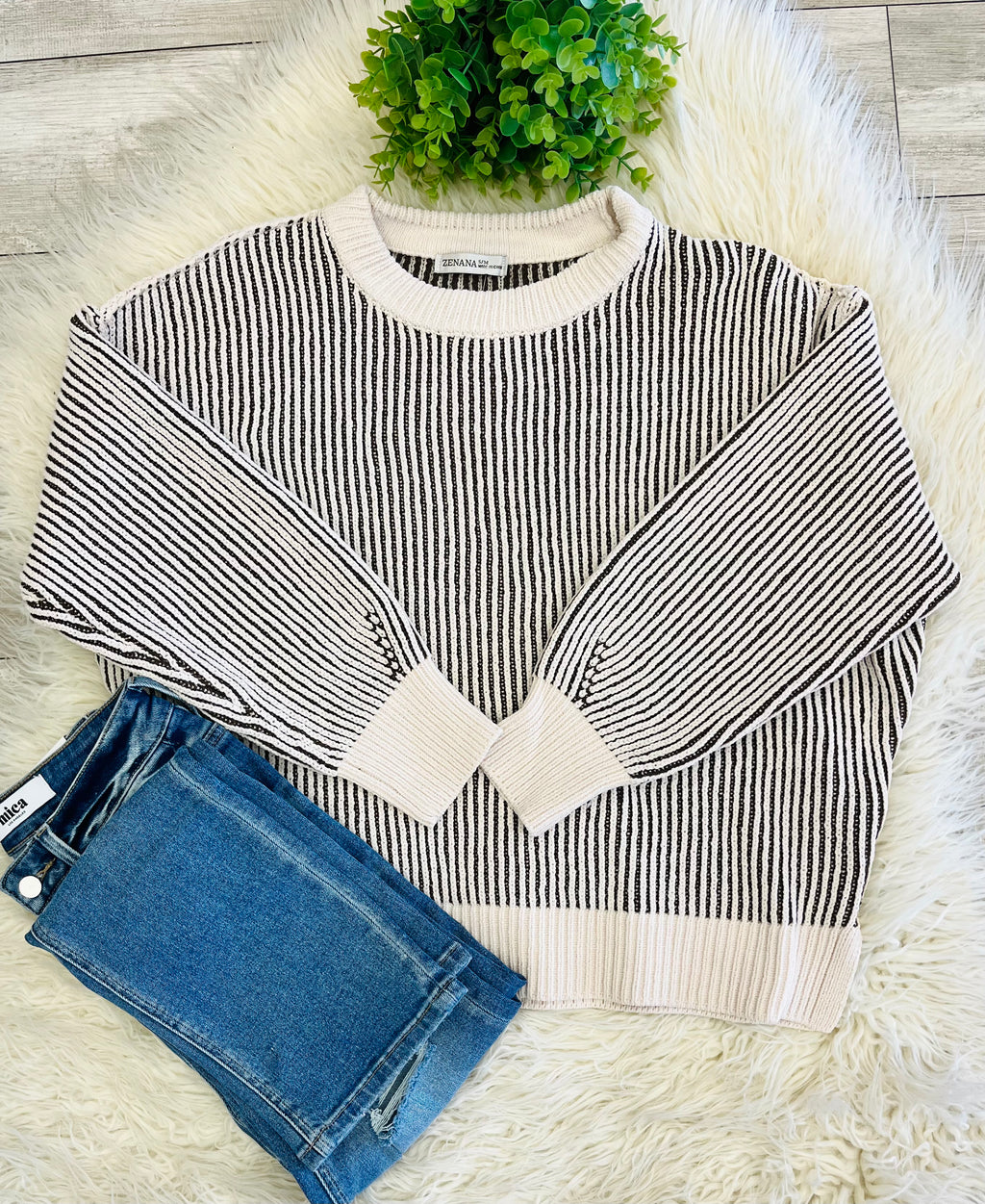 Women’s Zenana Brown Ribbed Sweater Top - True to size