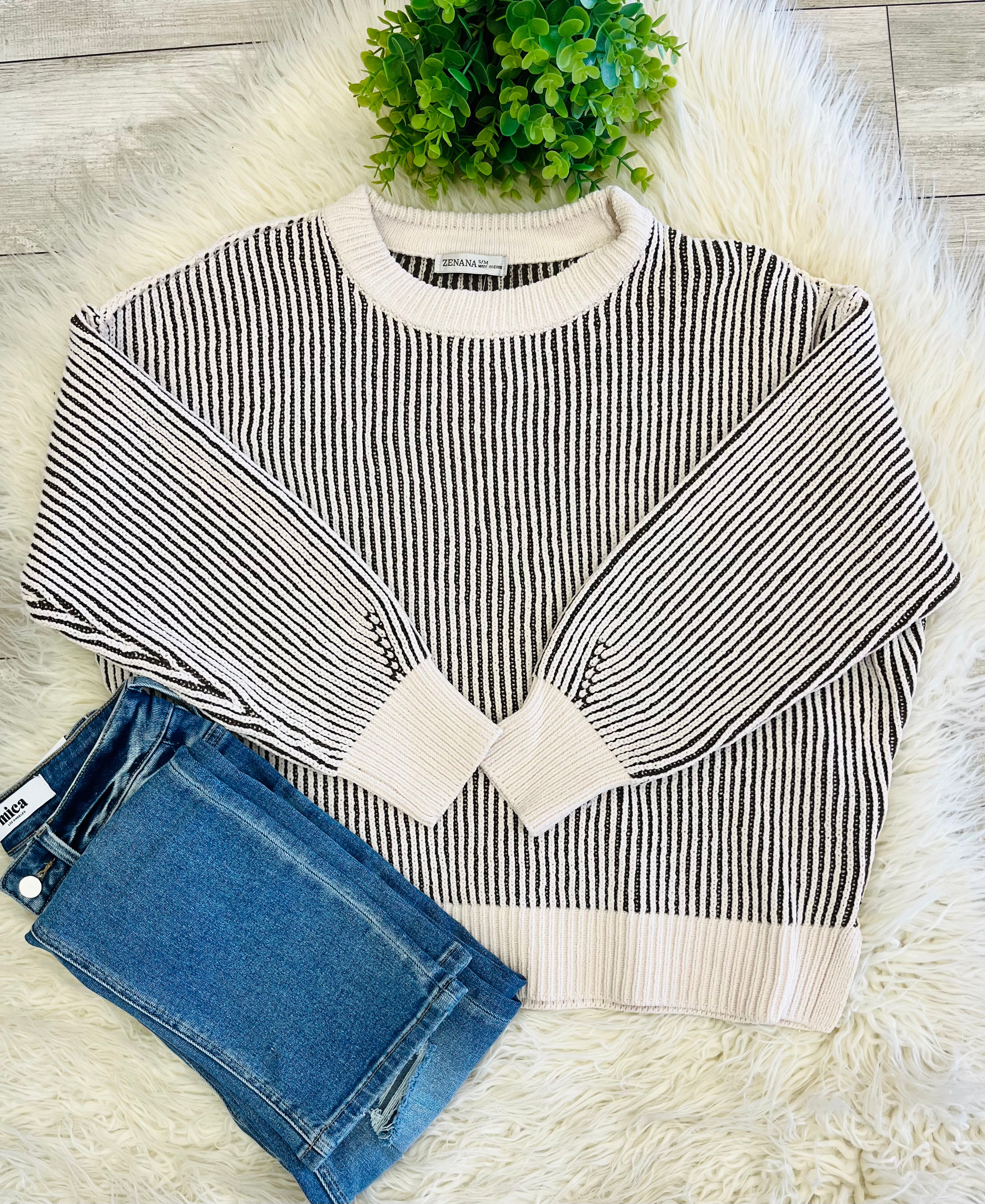 Women’s Zenana Brown Ribbed Sweater Top - True to size