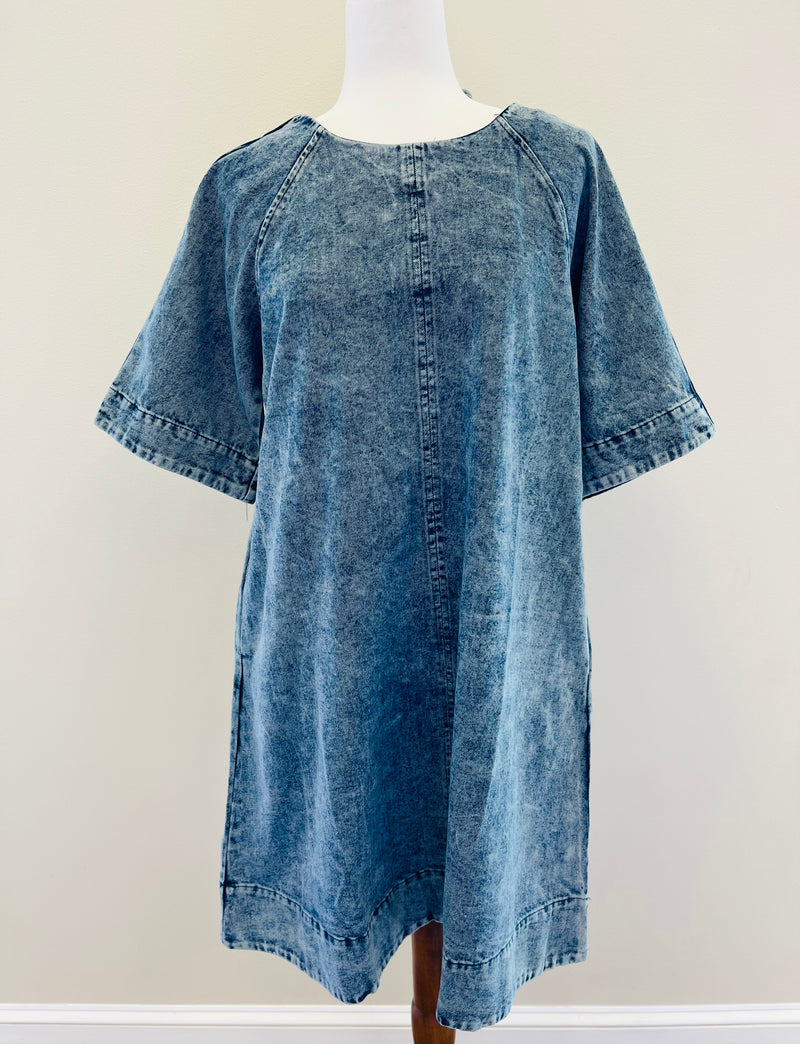 Swing Hem Denim Dress with Pockets