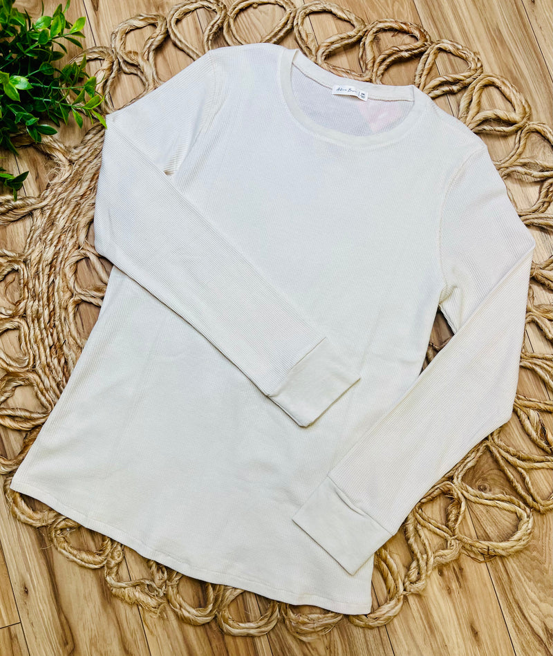 Active Basic Cream Waffle Long Sleeve Top
