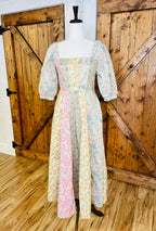 Women’s GiGiO Sage Mixed Print Midi Dress with a Smocked Back