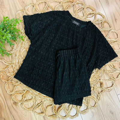 Evermee black textured short set - Mini Mee Boutique