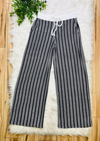 Women’s Zenana Black Striped Ribbed Pant Set