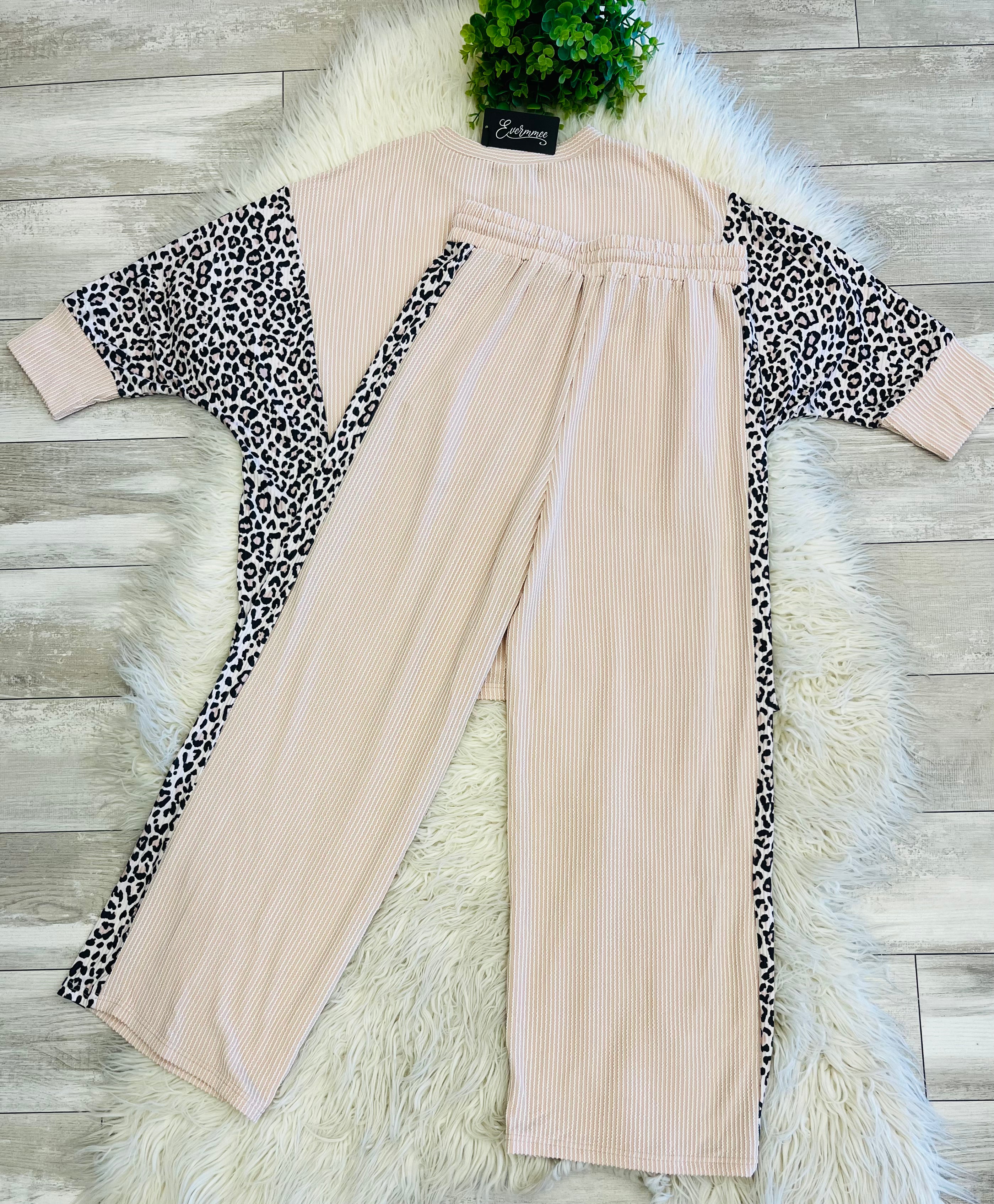 Women’s Evermmee Ribbed Cheetah Set- True to Size Oversized Look