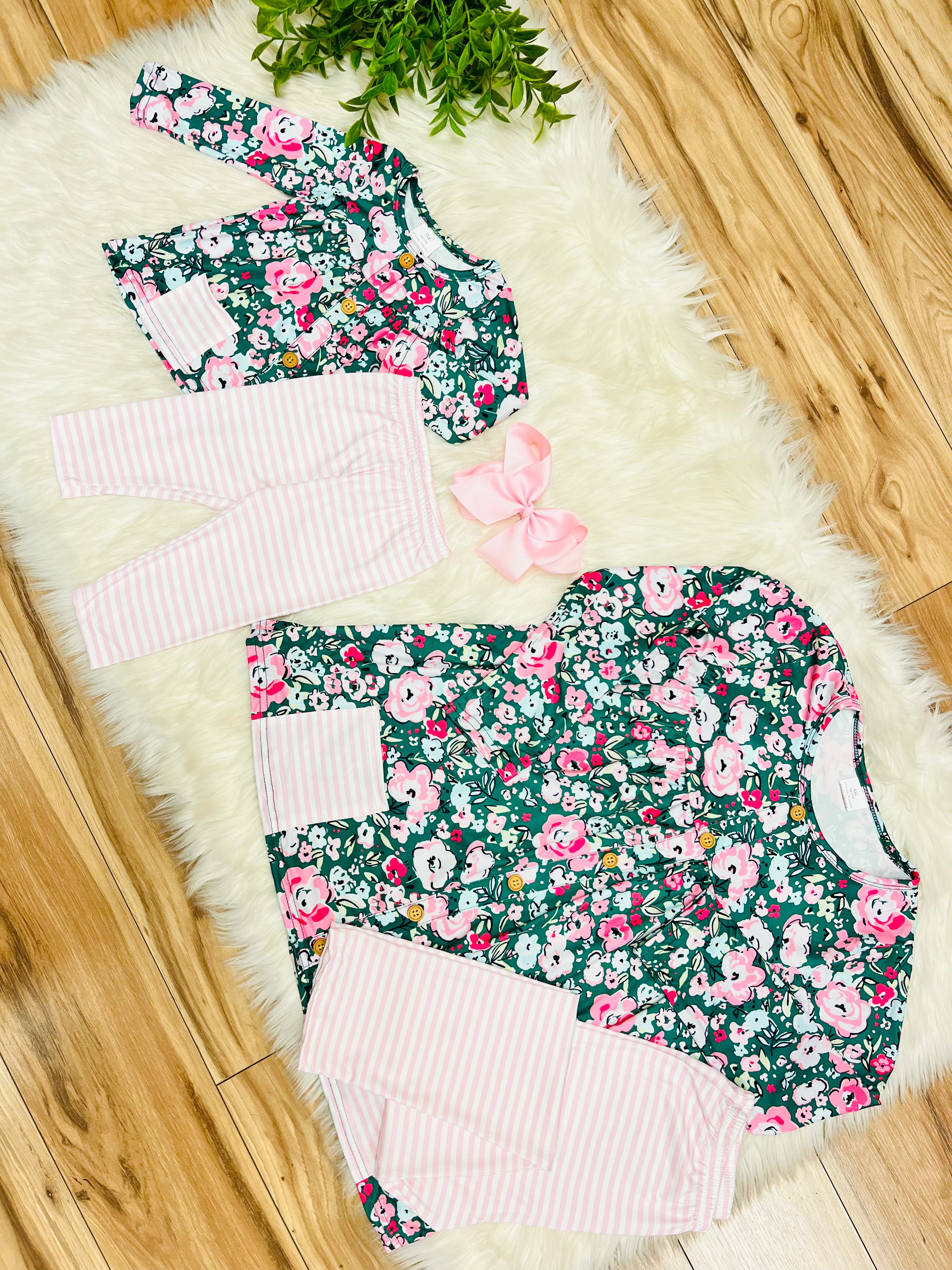 Girl’s Green & Pink Mixed Print Outfit