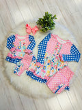 Girl’s Pink and Blue Mixed Print Set