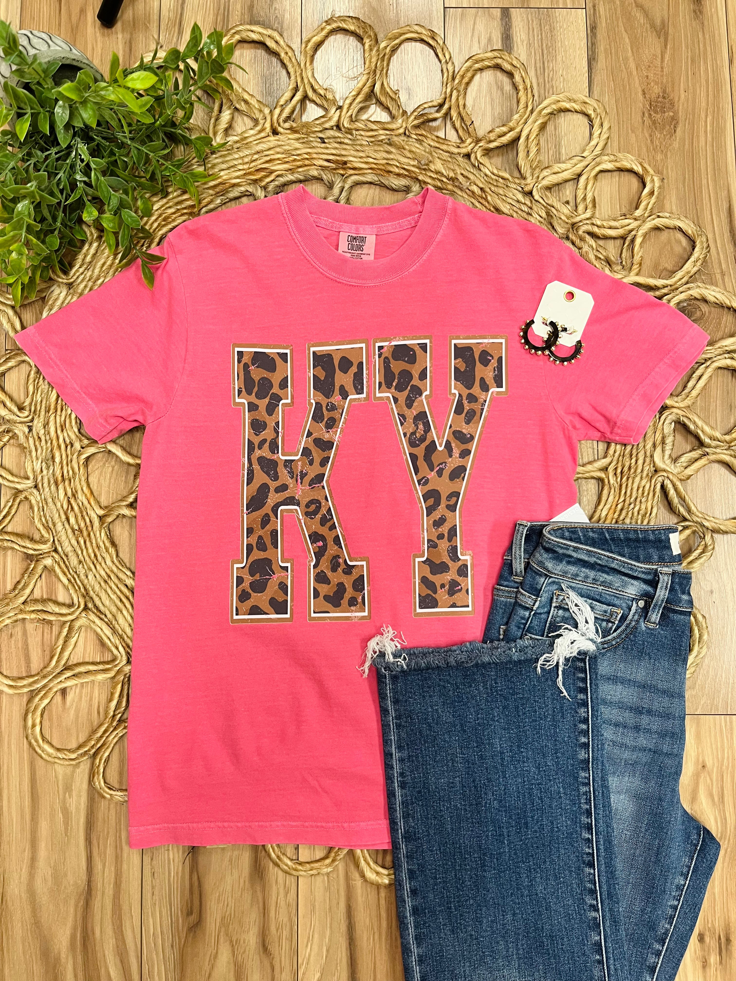 Women’s Pink KY Leopard Print Tee