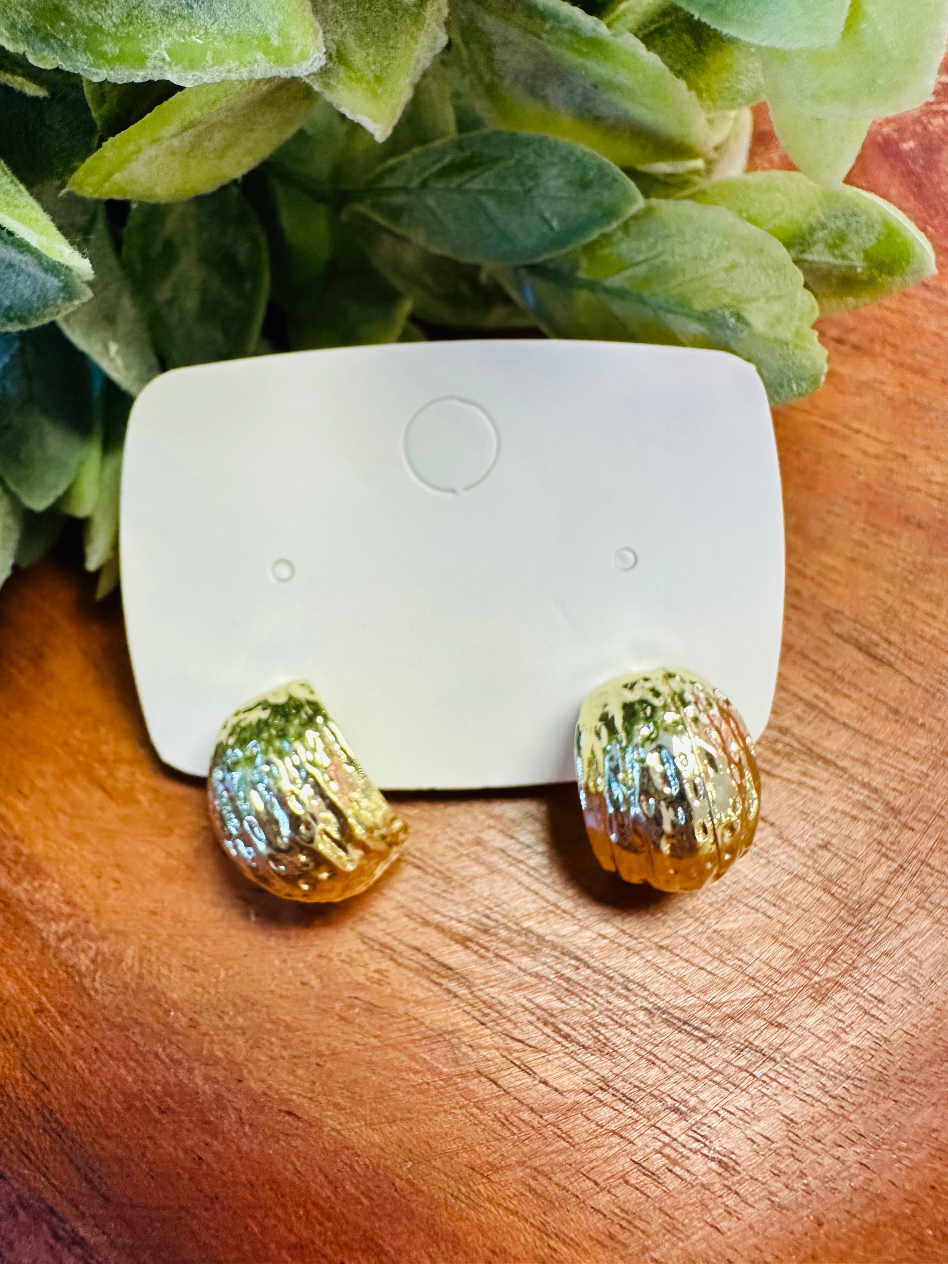 Gold Textured Hoops
