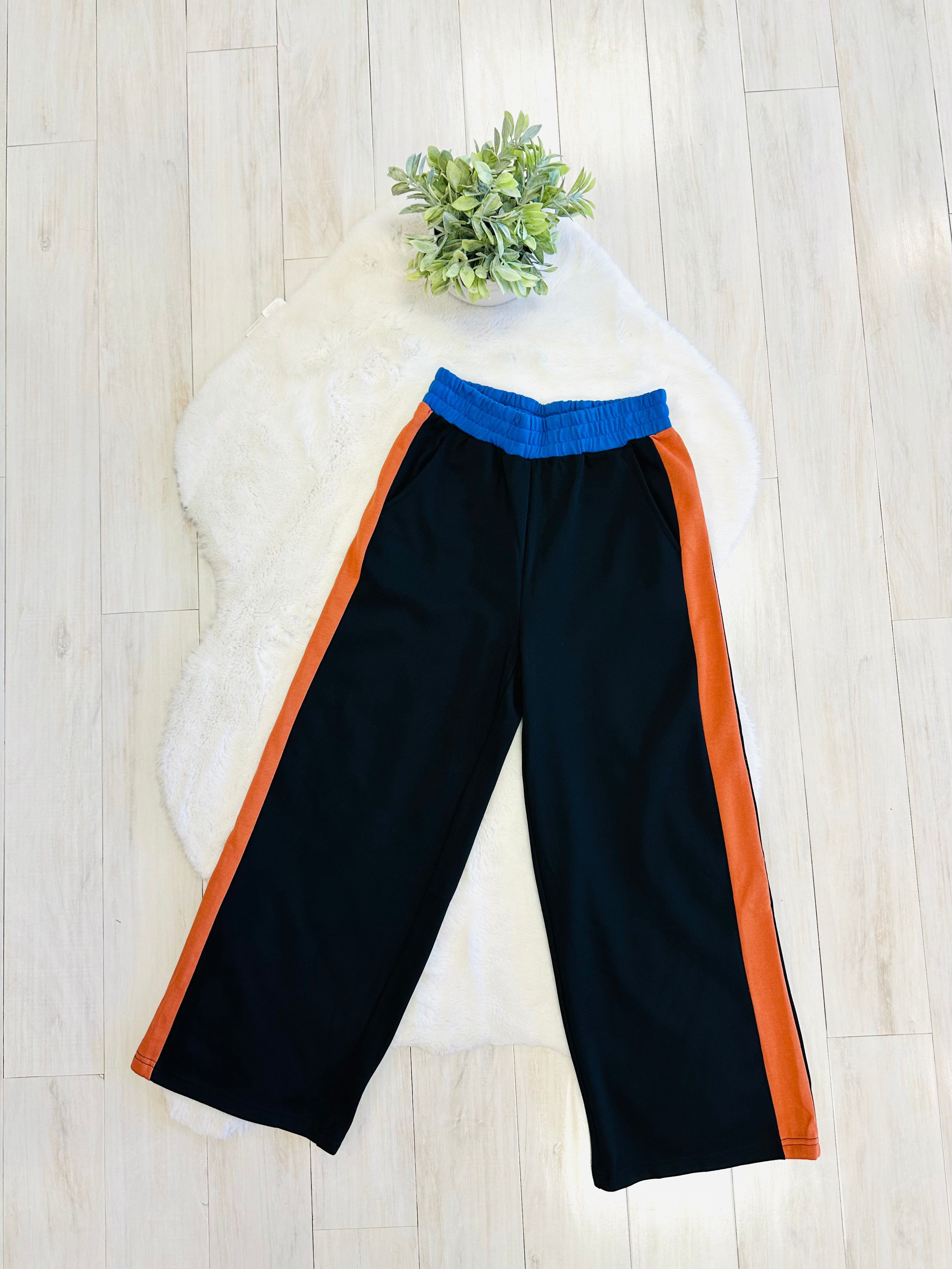 Women’s Oversized Blue & Burnt Orange Color Block Set