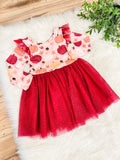 Girls Pumpkin Dress with Burgundy Lace Detail