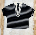 Women’s Evermmee Black Stripe Top