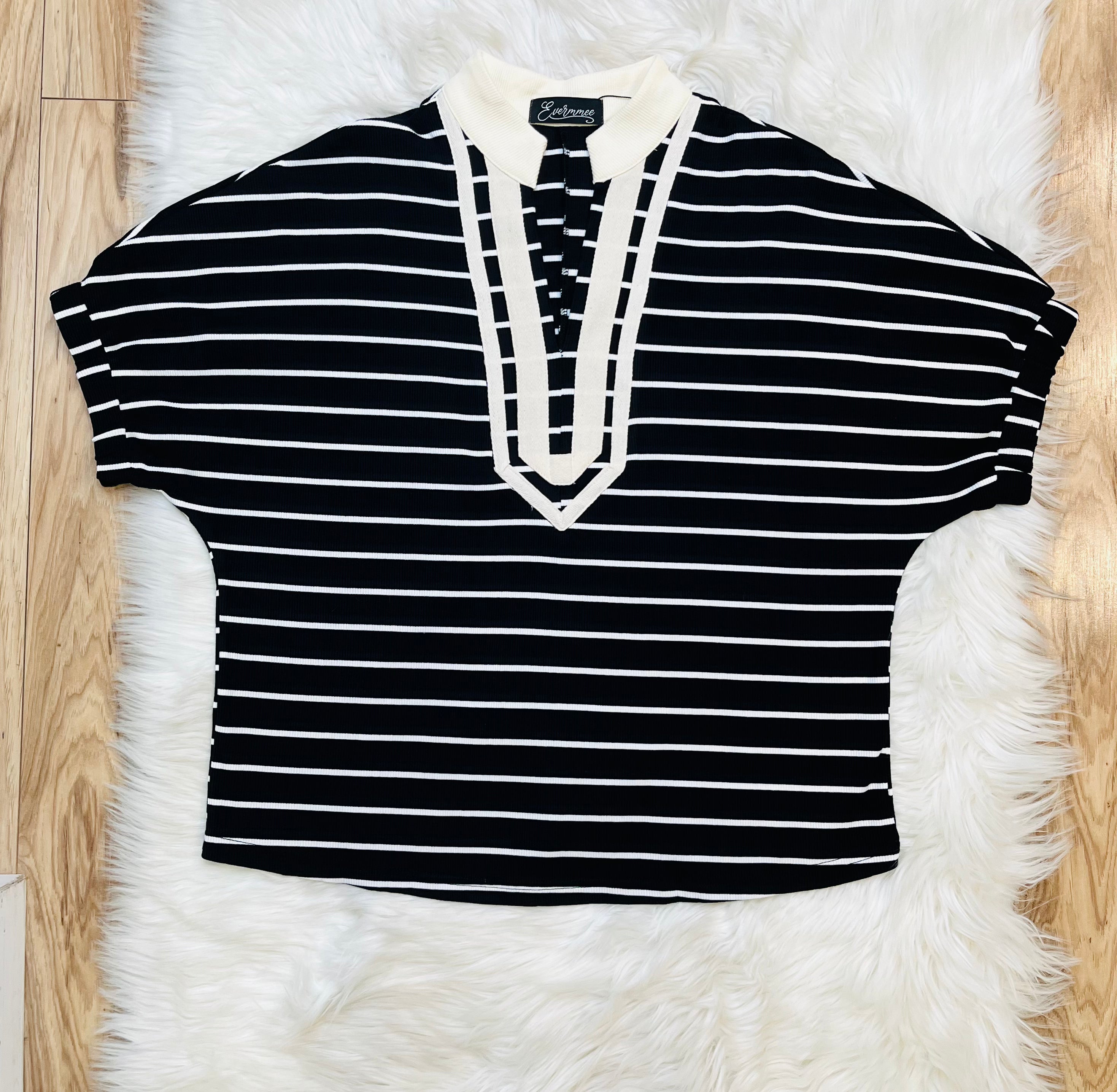 Women’s Evermmee Black Stripe Top