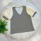 Women’s Jodifl Black Stripe Puff Sleeve Top