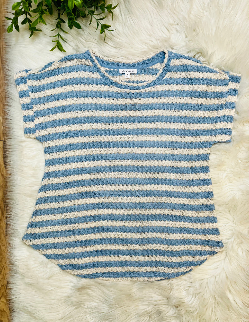 Women’s Blu Pepper Textured Blue Stripe Top