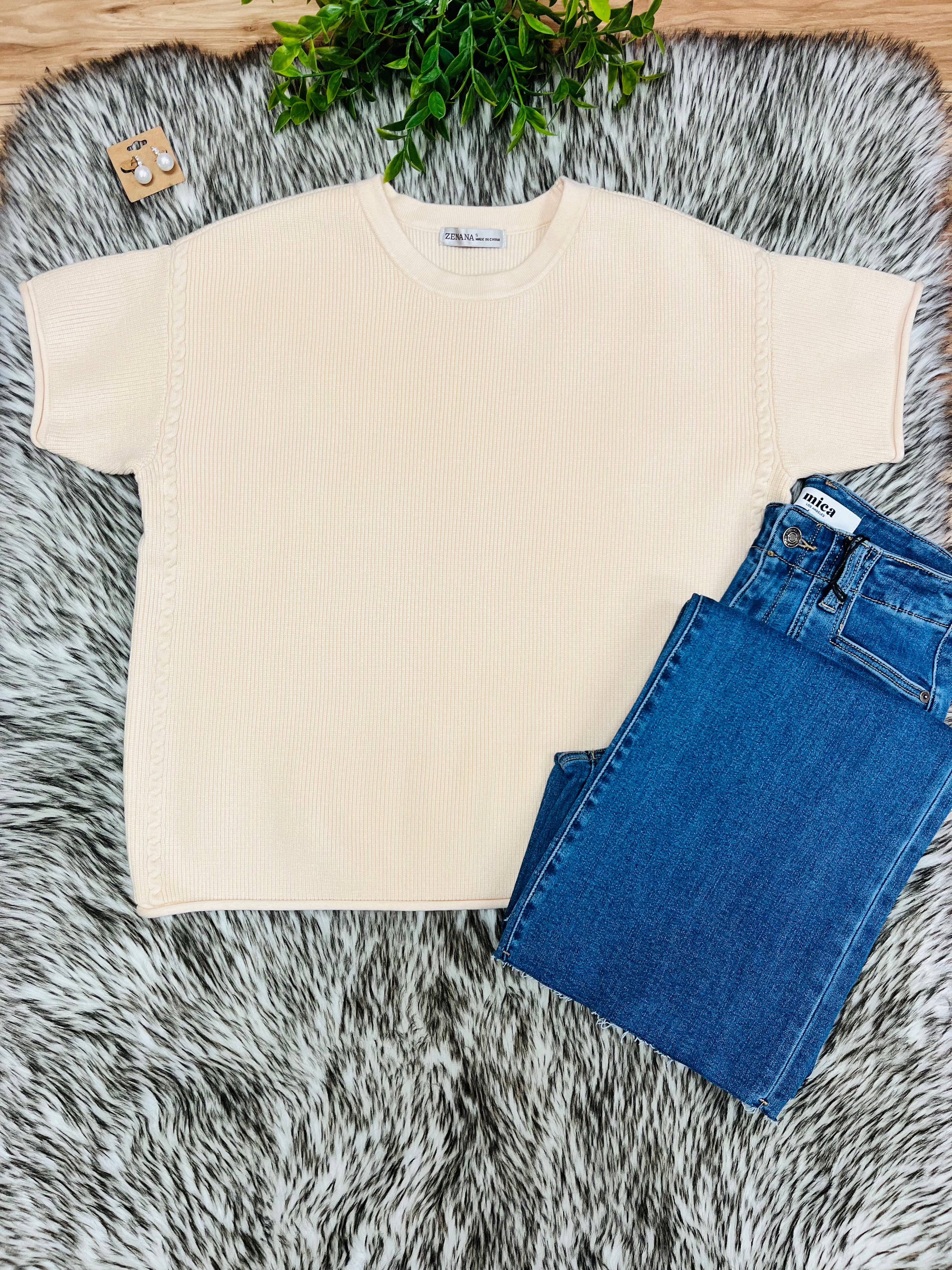 Women’s Zenana Light Beige Sweater Top-True to Size