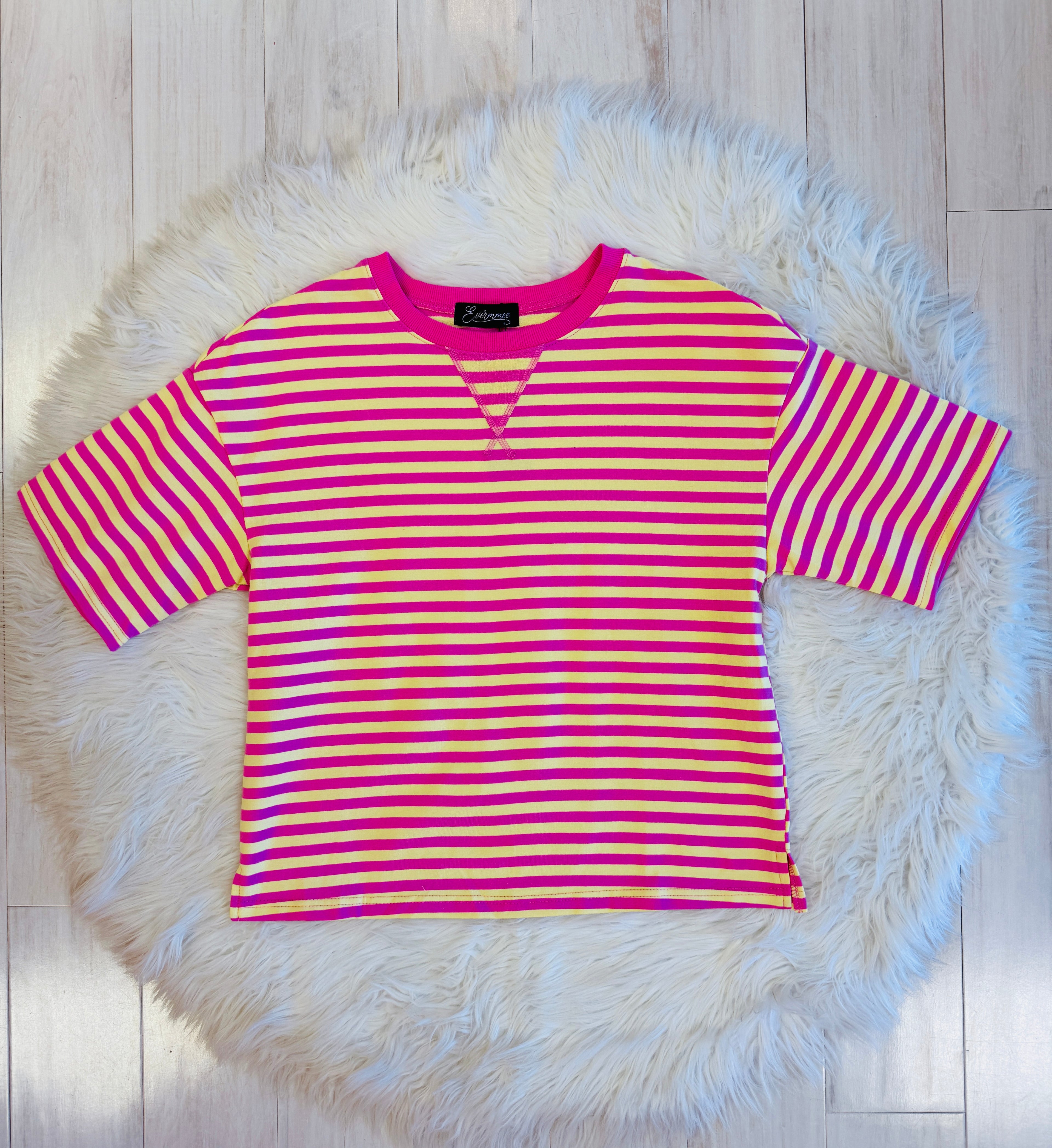 Women’s Evermmee Yellow and Pink Stripe Pant Set