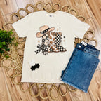 Women’s Western Mixed Print Cream Graphic Tee