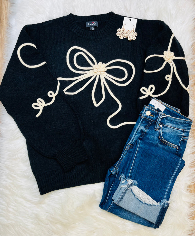 GiGiO Black Bow Motif Sweater