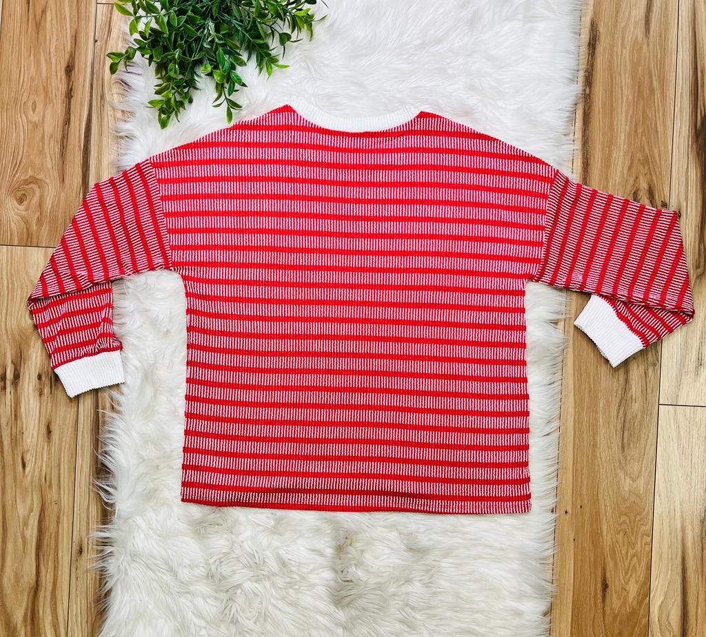 Women’s Zenana Red Striped Ribbed Pant Set