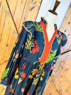 Women’s Jodifl V Neck Navy Floral Long Sleeve Dress- True to Size