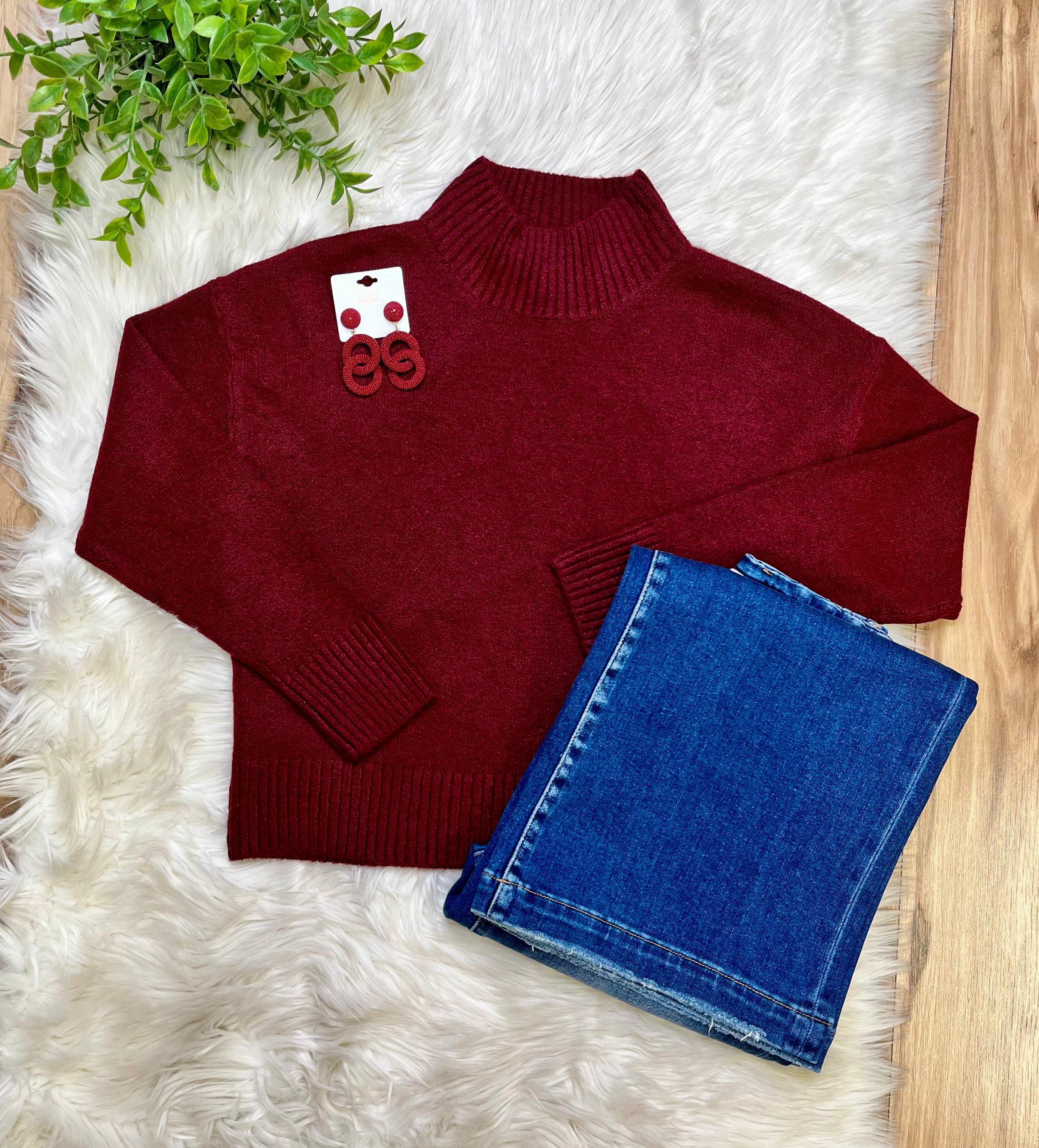 Women’s Love Tree Wine Sweater Top- True to Size