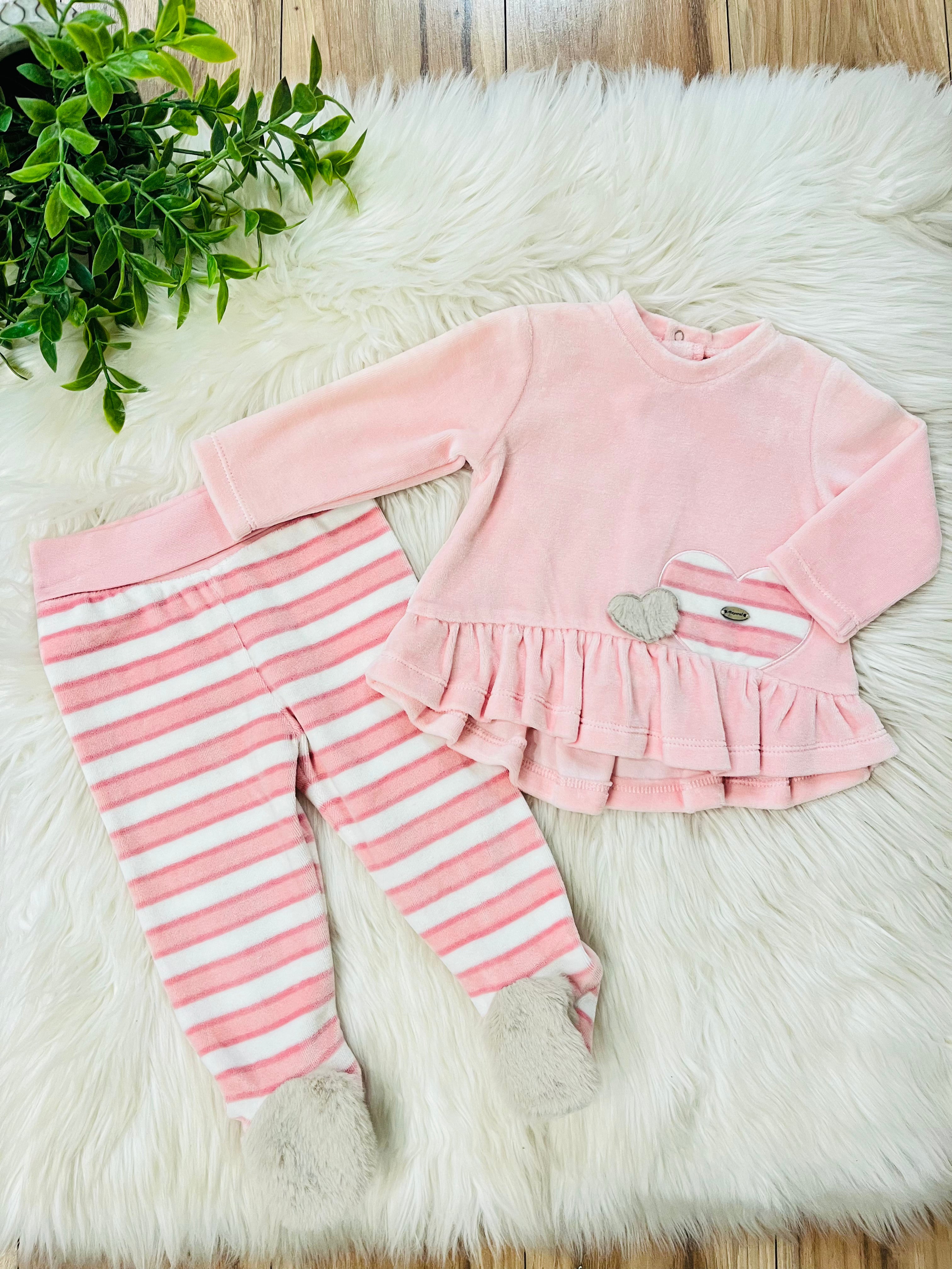 Girl’s Mayoral Pink Stripe Heart Pant Outfit
