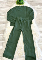 Women’s Zenana Olive Long Sleeve Two Piece Set - True to size