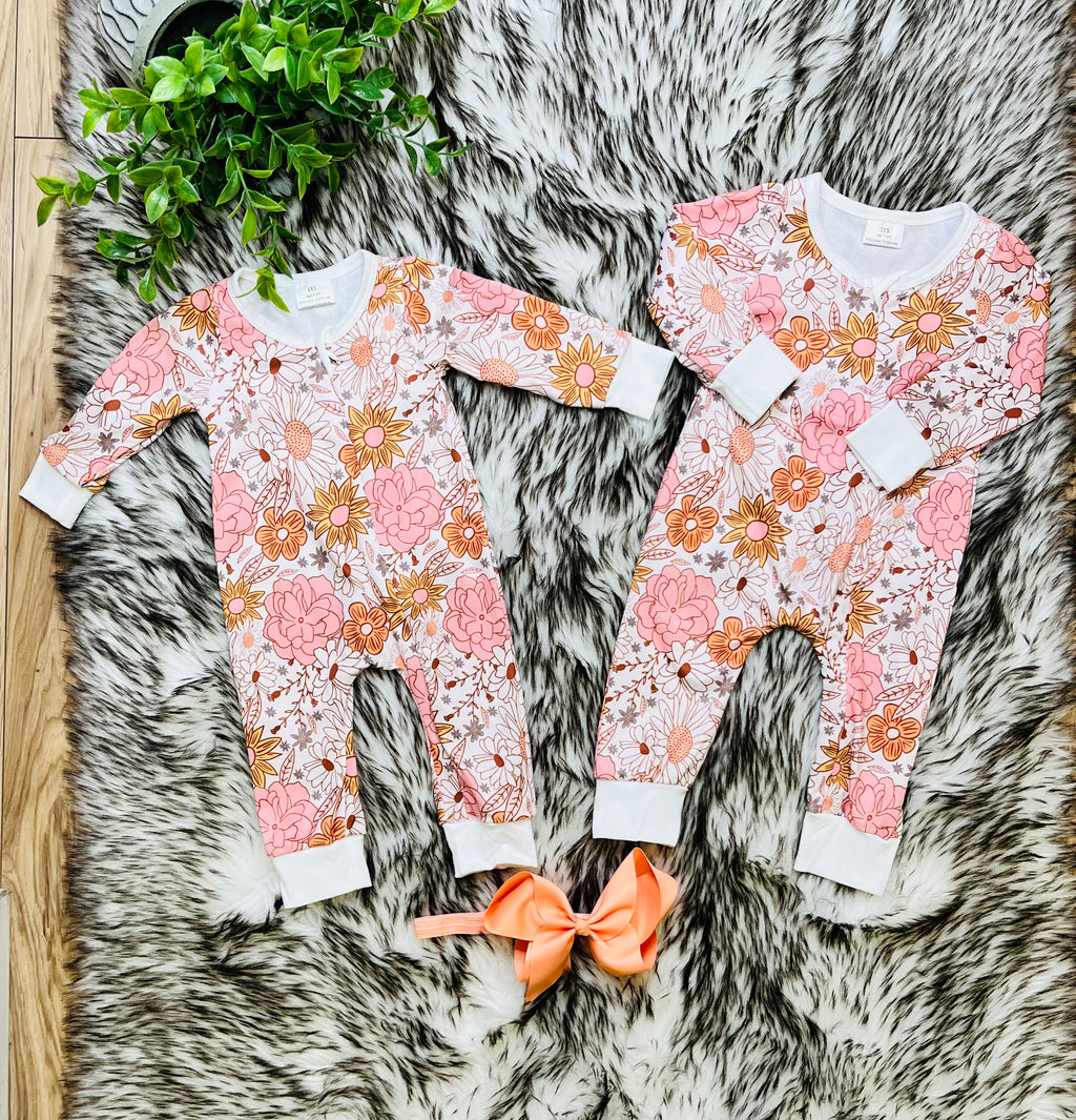 Girl’s Mauve Floral Zipper Sleeper