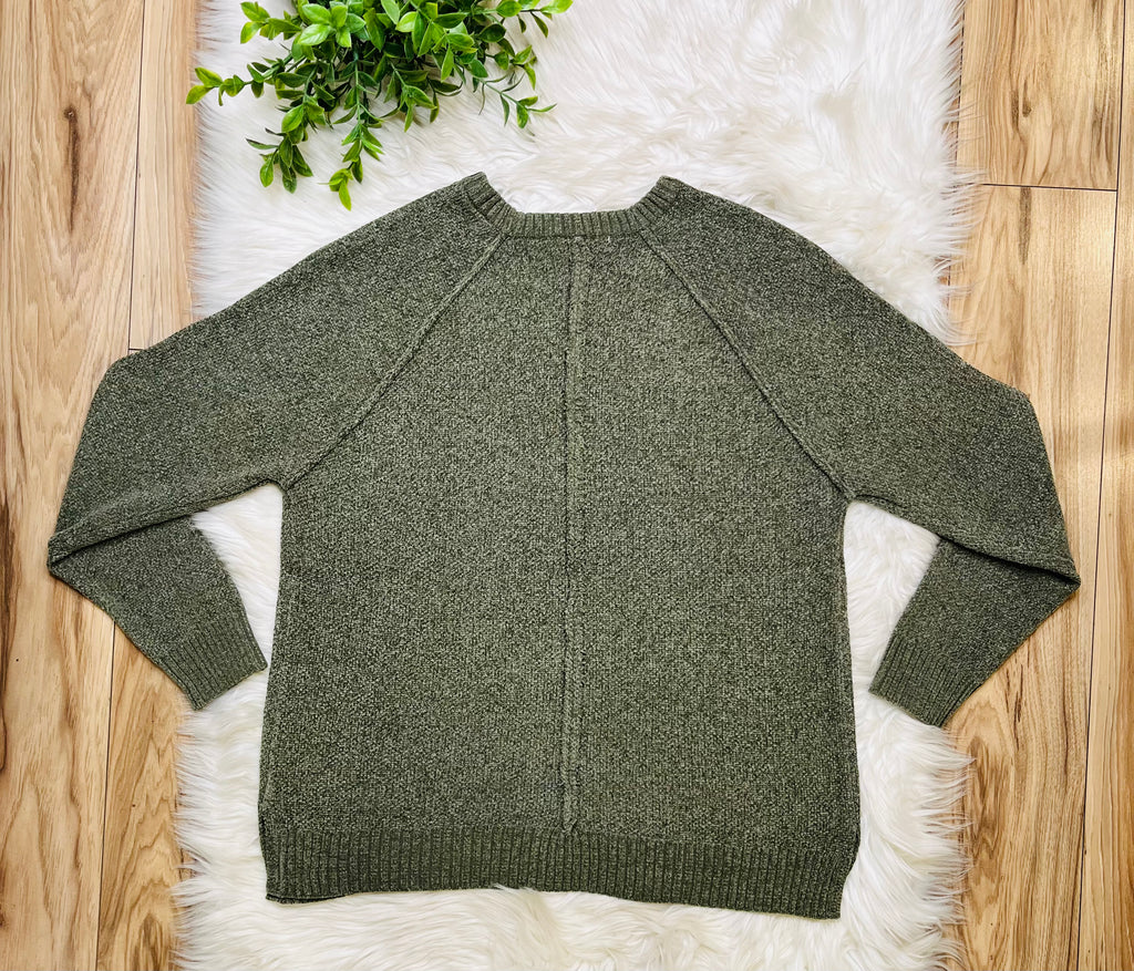 Women’s Zenana Light Olive Exposed Seam Sweater Top- True to Size