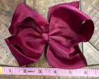 Hair Bow 6” Alligator Clip - Burgundy