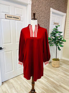 Women’s Red Striped Detail Quarter Zip Dress - True to size