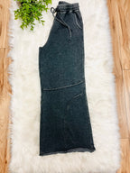 Women’s Zenana Ash Black Wide Leg Acid Wash Pants -Oversized