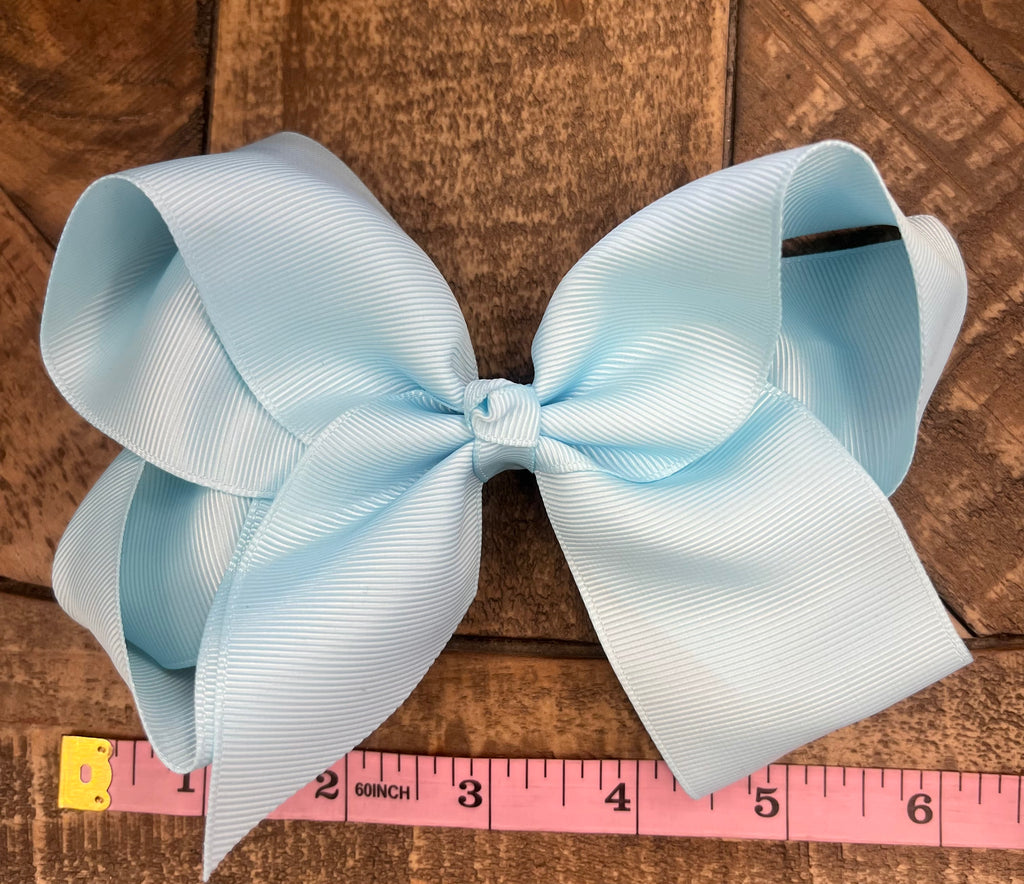 Hair Bow 6” Alligator Clip Baby Blue