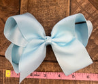 Hair Bow 6” Alligator Clip Baby Blue