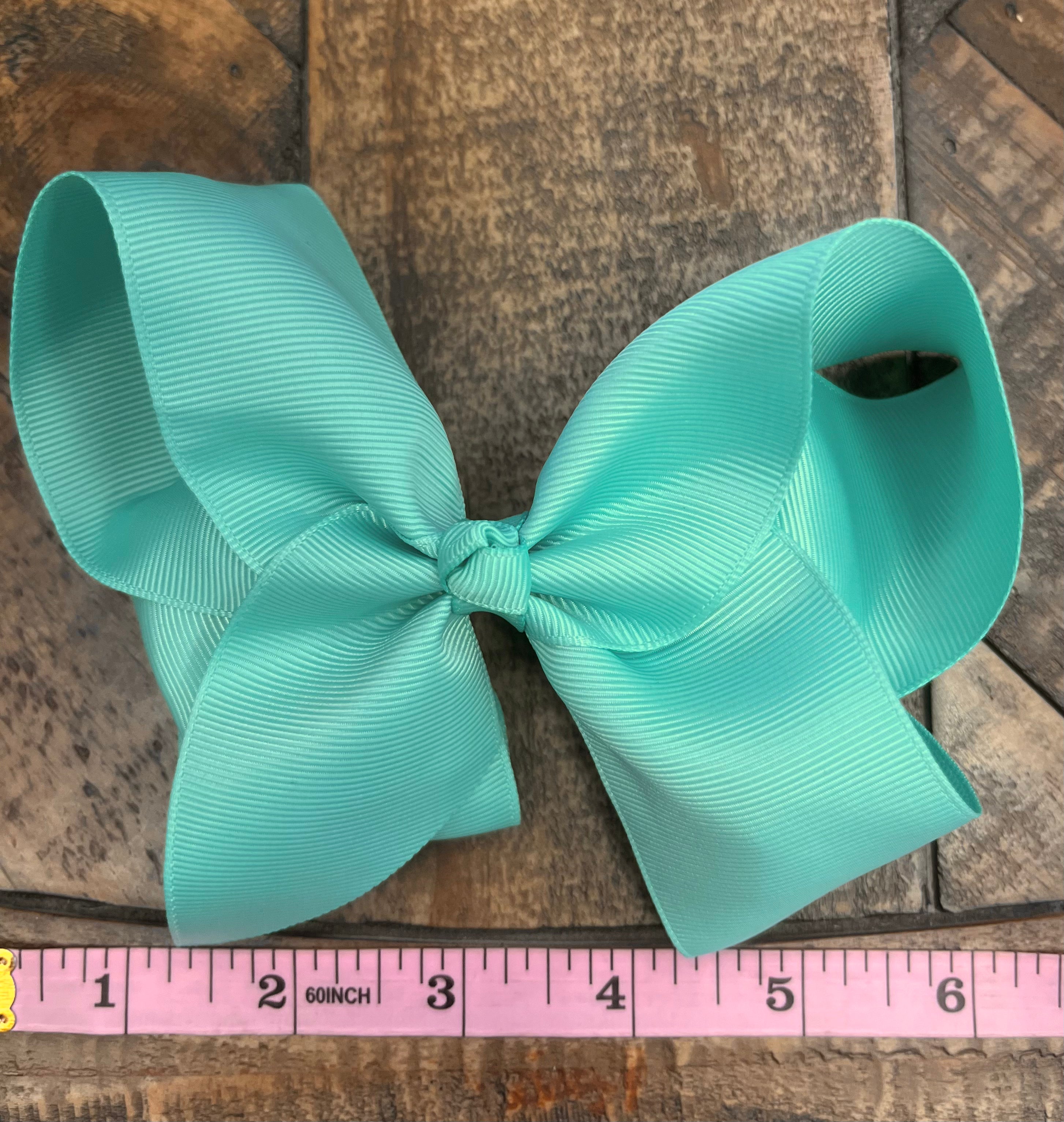 Hair Bow 6” Alligator Clip - Mint Green