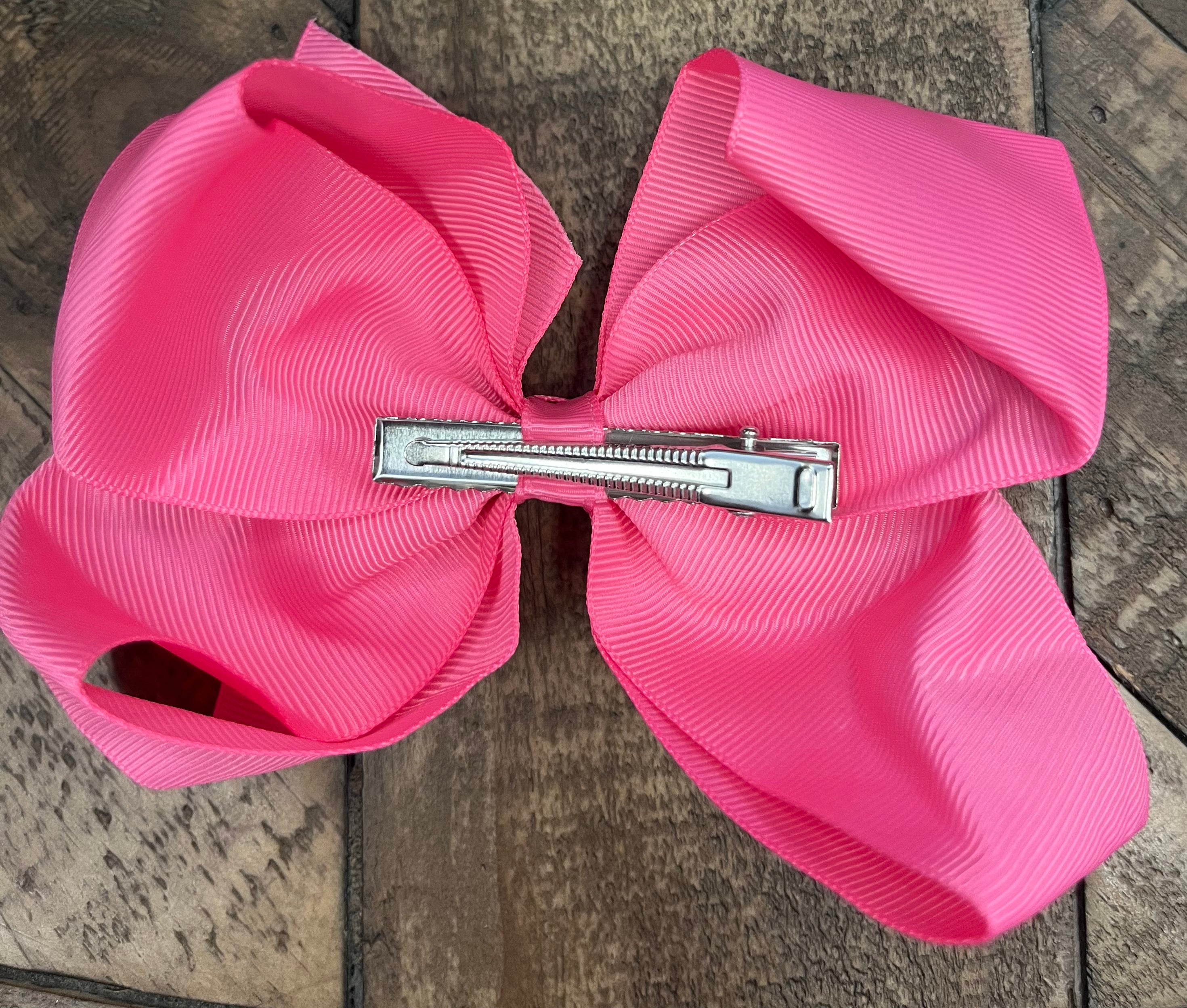 Hair Bow 6” Alligator Clip - Candy Pink