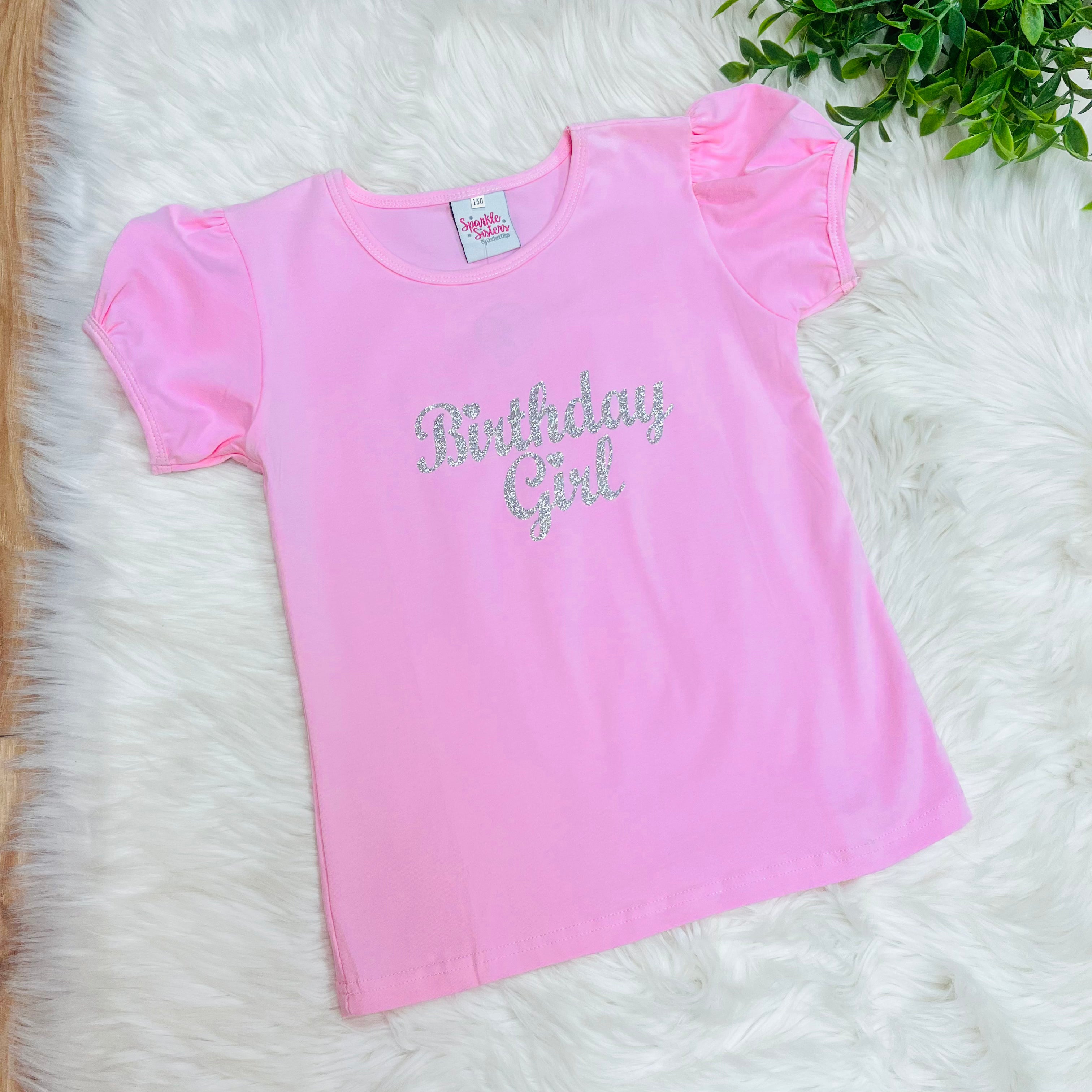 Girl’s Pink Sparkly Birthday Girl Top