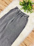 Women’s Evermmee Charcoal Grey Acid Wash Barrel Petite/Crop Pants-True to Size