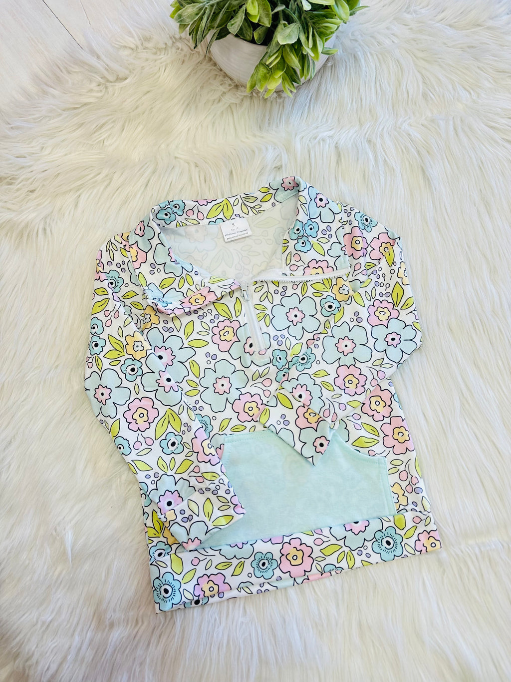 Girl’s Light Teal Floral Pant Set