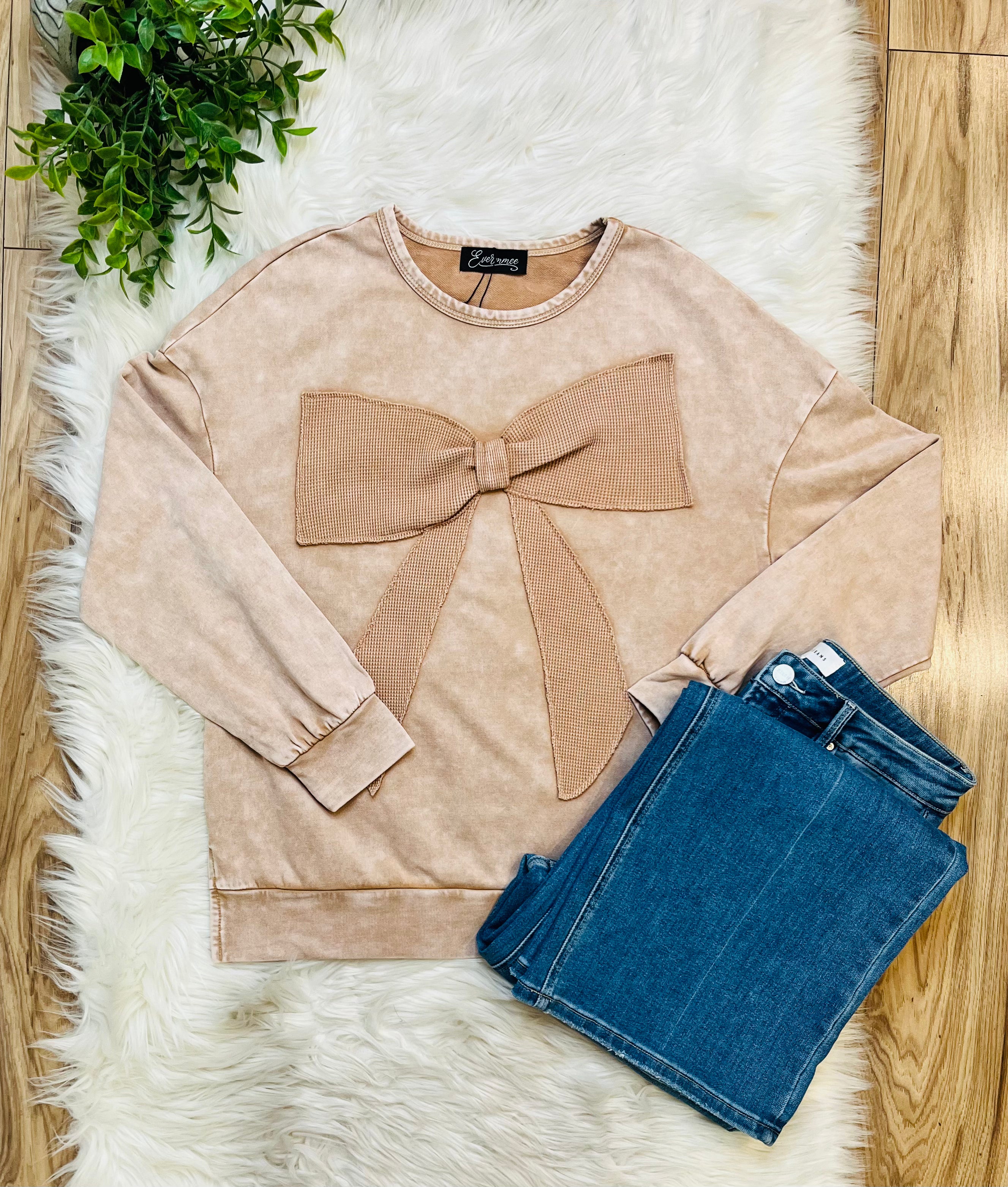 Women’s Evermmee Tan Bow Top- True to Size
