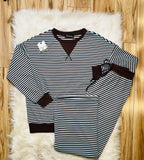 Women’s Evermmee Brown and Blue Stripe Set