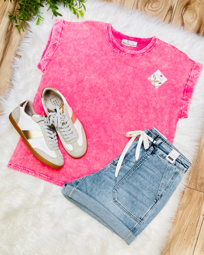Zenana Crinkle Washed Round Neck Short Sleeve Tee’s