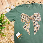 Special Order 3X- Women’s Green Leopard Print Bow Graphic Tee