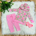 Girls Pink Floral and Cheetah Print Set