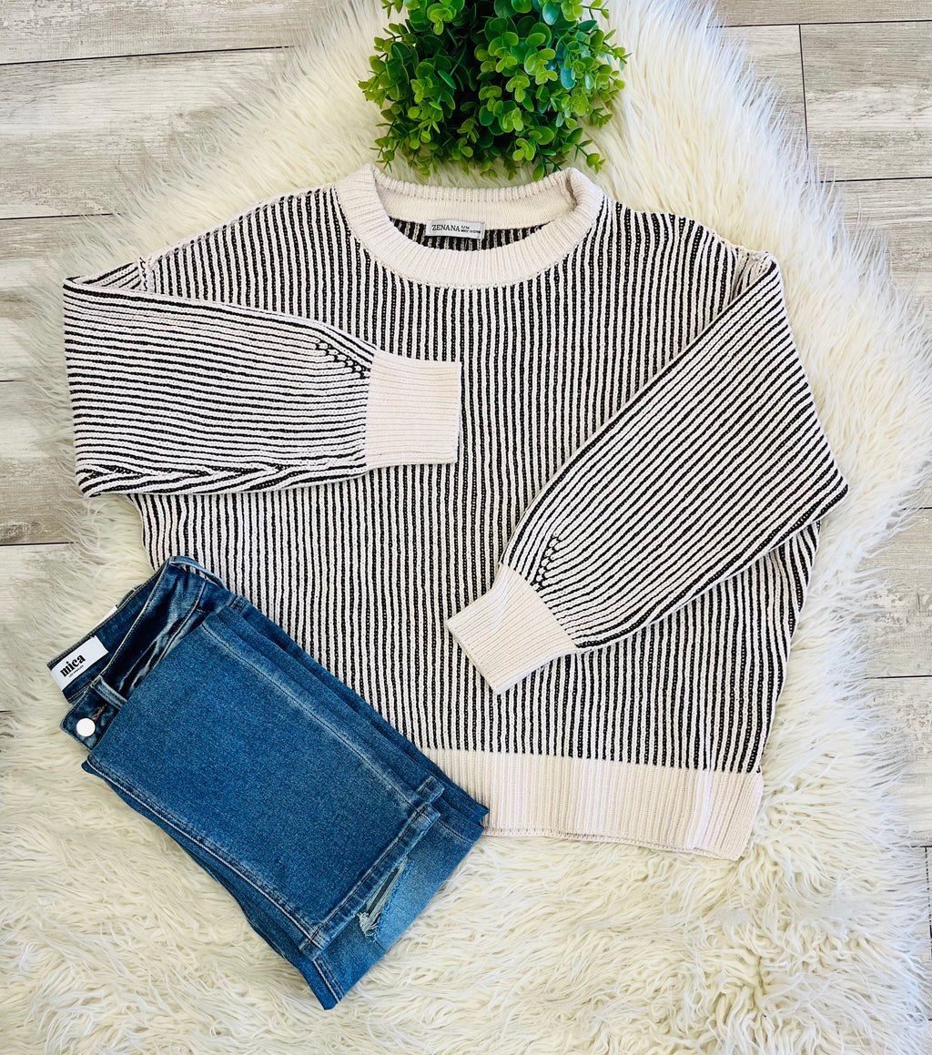 Women’s Zenana Brown Ribbed Sweater Top - True to size