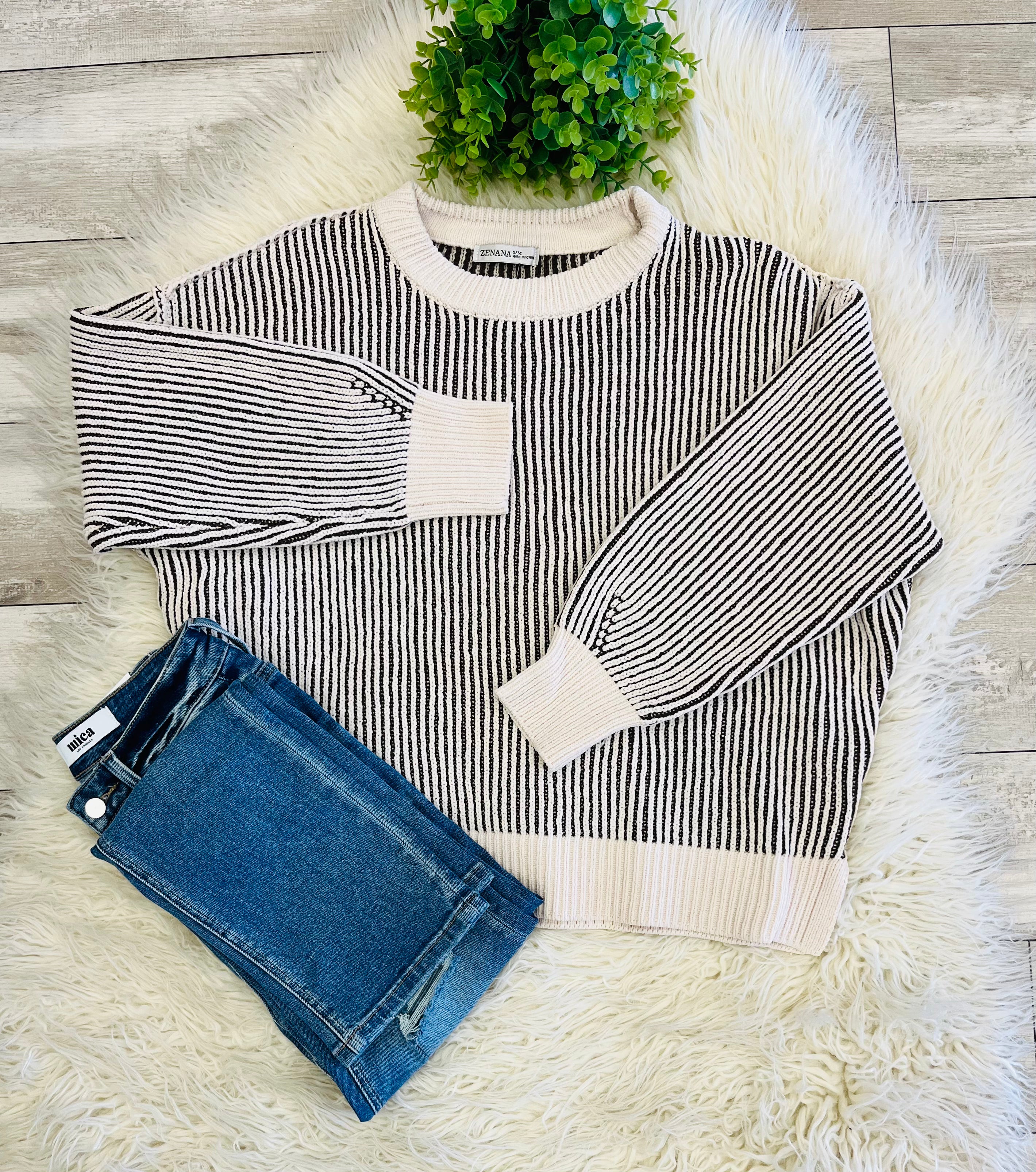Women’s Zenana Brown Ribbed Sweater Top - True to size